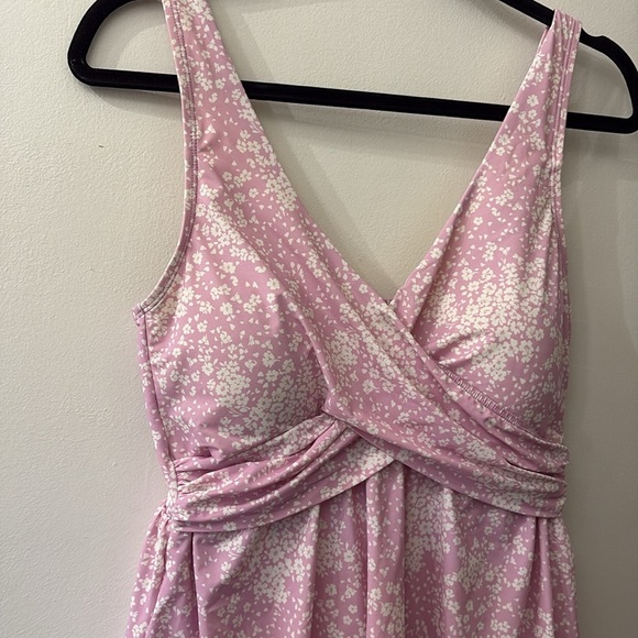 Lands' End Pink Floral Mini Dress swimsuit - size 10 - padded bra - Picture 2 of 7